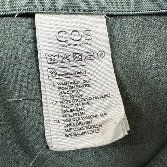 COS Pants Womens EU 38 Green Ankle Zipper Stretch Career Side Zip Slim Business - Picture 4 of 9